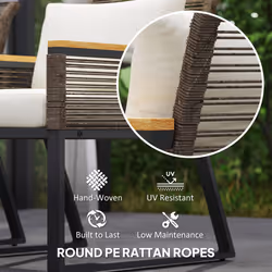Outsunny 4 Seater Round Wicker Rope Garden Furniture Set with Cushions Grey