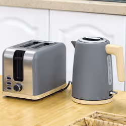 HOMCOM 1.7L Electric Fast Boil Kettle and 2 Slice Toaster Set, Grey