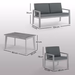Outsunny 4 Pieces Wooden Garden Furniture Set with Cushions, Light Grey