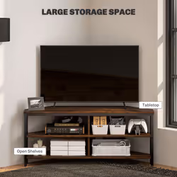 HOMCOM 50" TV Stand Cabinet, TV Unit with Storage Shelves, Rustic Brown - Additional view 4