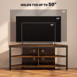 HOMCOM 50" TV Stand Cabinet, TV Unit with Storage Shelves, Rustic Brown - Additional view 6