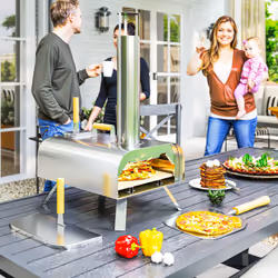 Outsunny Portable Wood Pellet Pizza Oven with Foldable Legs 12 Inch Stone
