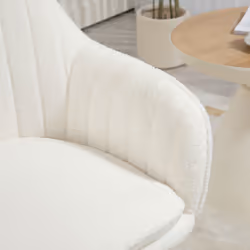 HOMCOM Dining Chair Set of 2, Sherpa Fleece Armchair with Steel Legs, Cream - Additional view 4