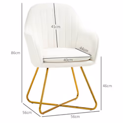 HOMCOM Dining Chair Set of 2, Sherpa Fleece Armchair with Steel Legs, Cream - Additional view 5