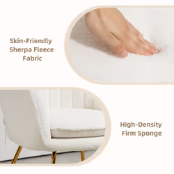 HOMCOM Dining Chair Set of 2, Sherpa Fleece Armchair with Steel Legs, Cream - Additional view 6