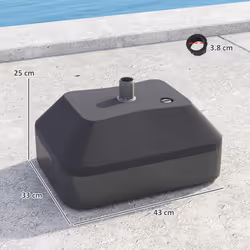 Outsunny Fillable Parasol Base, Sun Umbrella Base for Deck Poolside, Black