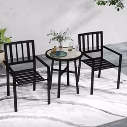 Outsunny 3 Piece Patio Bistro Set with Plastic Top, 2 Stackable Chairs, Grey
