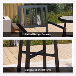 Outsunny 3 Piece Patio Bistro Set with Plastic Top, 2 Stackable Chairs, Grey - Additional view 4