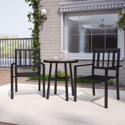 Outsunny 3 Piece Patio Bistro Set with Plastic Top, 2 Stackable Chairs, Grey - Additional view 6