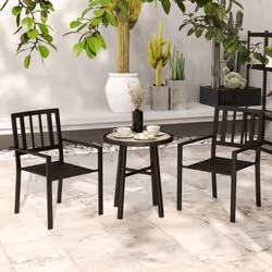 Outsunny 3 Piece Patio Bistro Set with Plastic Top, 2 Stackable Chairs, Grey - Additional view 7