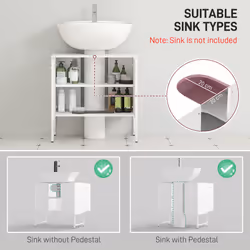 HOMCOM Bathroom Under Sink Cabinet for Basin without or with Pedestal White