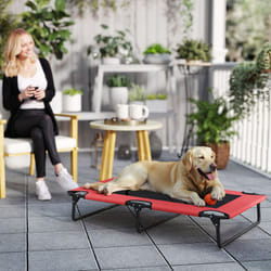 PawHut Raised Dog Bed with Breathable Mesh for Large Dogs - Red