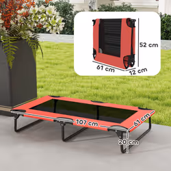 PawHut Raised Dog Bed with Breathable Mesh for Large Dogs - Red