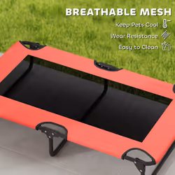 PawHut Raised Dog Bed with Breathable Mesh for Large Dogs - Red - Additional view 6