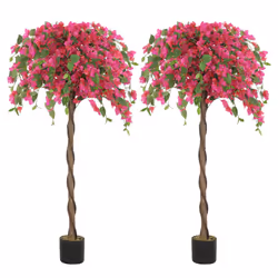 HOMCOM Set of 2 Decorative Artificial Plants Fake Plants Purple and Red - Additional view 8