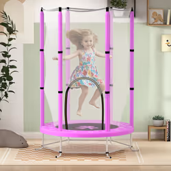 AIYAPLAY 4.6FT Kids Trampoline with Safety Enclosure Net, Purple