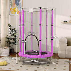 AIYAPLAY 4.6FT Kids Trampoline with Safety Enclosure Net, Purple