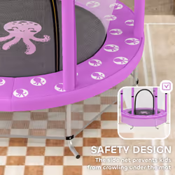 AIYAPLAY 4.6FT Kids Trampoline with Safety Enclosure Net, Purple - Additional view 5