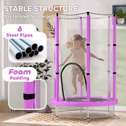 AIYAPLAY 4.6FT Kids Trampoline with Safety Enclosure Net, Purple - Additional view 7