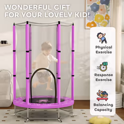 AIYAPLAY 4.6FT Kids Trampoline with Safety Enclosure Net, Purple - Additional view 8