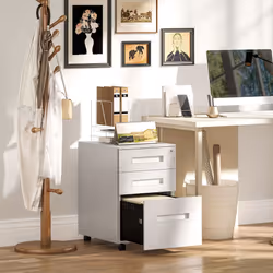 Vinsetto Lockable Mobile Filing Cabinet w/ 3 Drawers 39 x 48 x 60 cm White