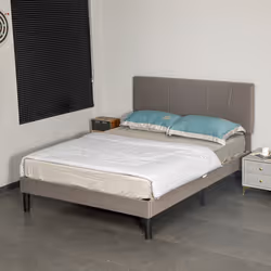 HOMCOM Double Bed Frame with 5-Level Adjustable Headboard Wooden Slats - Additional view 7