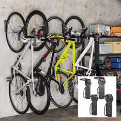 SPORTNOW 4 Pack Bike Rack, Wall Mounted Bike Hooks for Garage