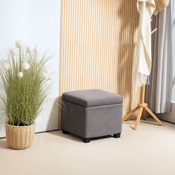 HOMCOM 40 cm Ottoman Storage Box with Removable Lid, Foot Rest - Grey