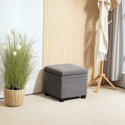 HOMCOM 40 cm Ottoman Storage Box with Removable Lid, Foot Rest - Grey