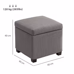 HOMCOM 40 cm Ottoman Storage Box with Removable Lid, Foot Rest - Grey