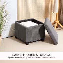 HOMCOM 40 cm Ottoman Storage Box with Removable Lid, Foot Rest - Grey - Additional view 4
