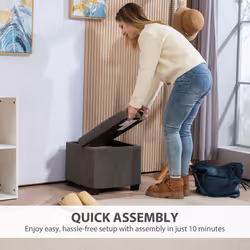 HOMCOM 40 cm Ottoman Storage Box with Removable Lid, Foot Rest - Grey - Additional view 6