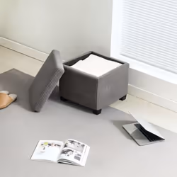 HOMCOM 40 cm Ottoman Storage Box with Removable Lid, Foot Rest - Grey - Additional view 7