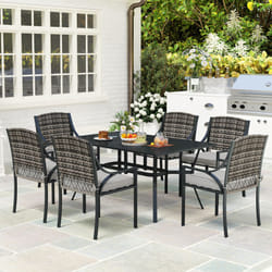 Outsunny 6 Seater Rattan Garden Furniture Set with Cushions