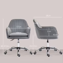 HOMCOM Office Chair, Swivel Desk Chair w/ Adjustable Height, Grey - Additional view 6