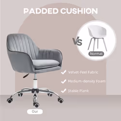 HOMCOM Office Chair, Swivel Desk Chair w/ Adjustable Height, Grey - Additional view 7
