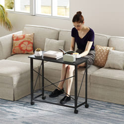 HOMCOM Folding Desk on Wheels, Writing Table for Home Office, Black
