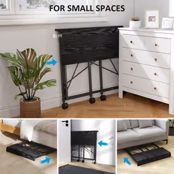 HOMCOM Folding Desk on Wheels, Writing Table for Home Office, Black