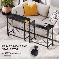 HOMCOM Folding Desk on Wheels, Writing Table for Home Office, Black - Additional view 4