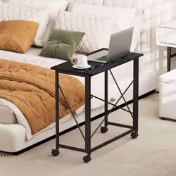 HOMCOM Folding Desk on Wheels, Writing Table for Home Office, Black - Additional view 7