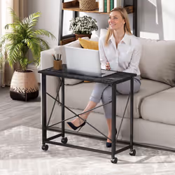 HOMCOM Folding Desk on Wheels, Writing Table for Home Office, Black - Additional view 8