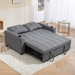 HOMCOM 2 Seater Pull Out Sofa Bed with Pockets for Living Room Charcoal Grey - Additional view 5