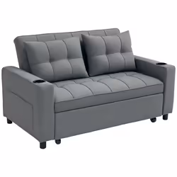 HOMCOM 2 Seater Pull Out Sofa Bed with Pockets for Living Room Charcoal Grey - Additional view 8