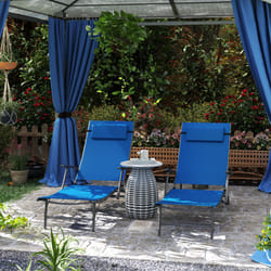 Outsunny Set of 2 Garden Sun Loungers, Folding Chaise Lounge Chairs, Blue