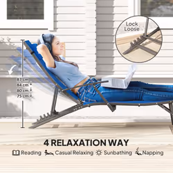 Outsunny Set of 2 Garden Sun Loungers, Folding Chaise Lounge Chairs, Blue