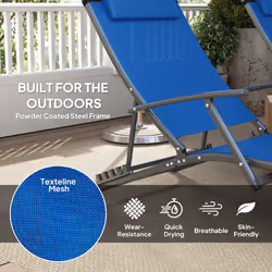 Outsunny Set of 2 Garden Sun Loungers, Folding Chaise Lounge Chairs, Blue