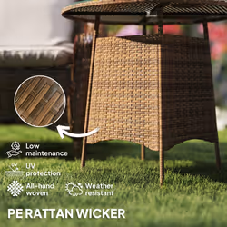 Outsunny Patio Furniture Rattan Garden Table with Umbrella Hole - Brown - Additional view 4