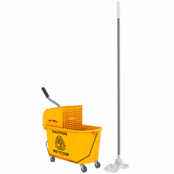 HOMCOM Mop Bucket with Wringer on Wheels for Floor Cleaning 20 Litre Yellow - Additional view 6