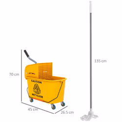 HOMCOM Mop Bucket with Wringer on Wheels for Floor Cleaning 20 Litre Yellow - Additional view 7