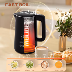 HOMCOM 1.5L 3000W Fast Boil Electric Kettle and 2 Slice Toaster Set, Black - Additional view 5